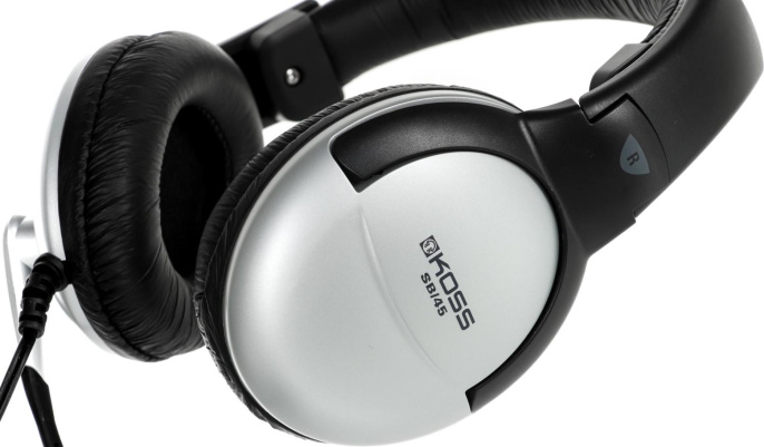 Гарнитура Koss SB45-USB,  для компьютера, мониторные,  проводные, черный  / серебристый [15116464]