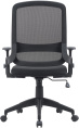 Кресло Cactus CS-MC313-BK, сетка/ткань, до 100кг, топ-ган, регулируемые 1D подлокотники,  черный