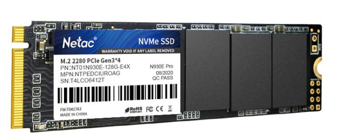 SSD накопитель NETAC N930E Pro NT01N930E-128G-E4X 128ГБ, M.2 2280, PCIe 3.0 x4, NVMe, M.2, rtl
