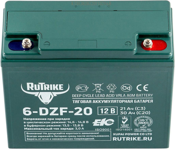 Аккумуляторная батарея RUTRIKE 6-DZF-20 для ИБП,  12В,  20Ач [22834]