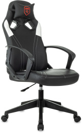 Кресло игровое ZOMBIE 50, на колесиках, эко.кожа, черный/белый [zombie 50 bw]