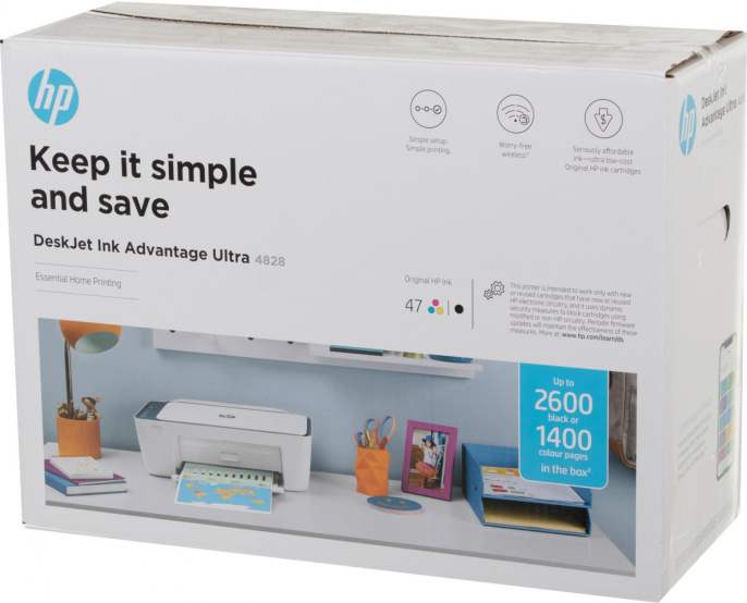 МФУ струйное HP DeskJet IA Ultra 4828 цветная печать, A4, белый [25r76a]