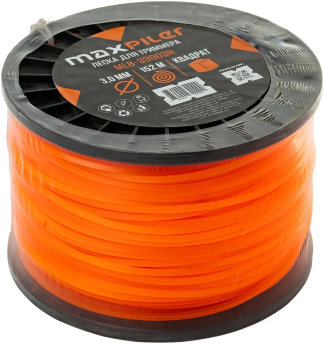 Леска для триммера MaxPiler MLB-33003N (3.0мм*3LB, квадрат, 152м)