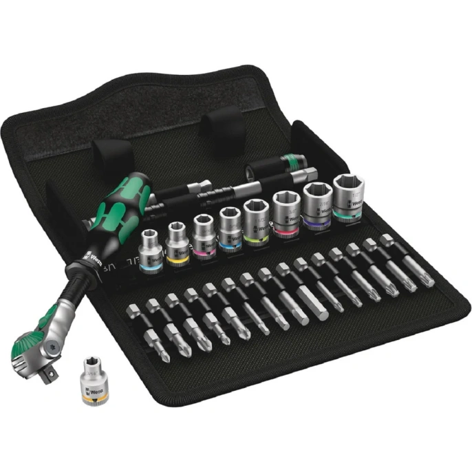 Набор инструмента WERA 8100 SA 9 Zyklop Speed трещотка 1/4, биты, головки, дюймовый, 28 пр. WE-004019