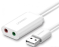 Внешняя звуковая карта UGREEN US205 (30143) USB 2.0 External Sound Adapter. Длина: 15см. Цвет: белый