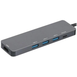 Gembird Док-станция Type-C 5в1: 3xUSB3.1, PD100W, HDMI, кабель 17см, алюминий UHB-D1