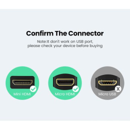 Кабель-адаптер UGREEN 20134 Micro HDMI Male to HDMI Female Adapter Cable. Длина 22 см. Цвет: черный (20134_)
