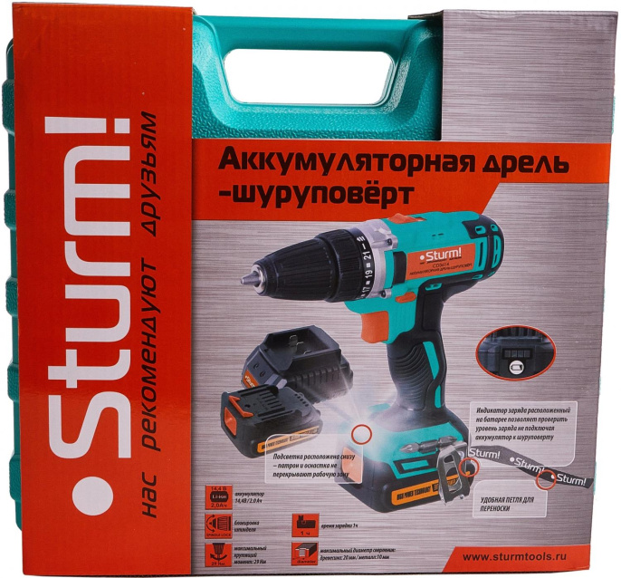 Шуруповерт STURM! CD3614, 2Ач,  с двумя аккумуляторами