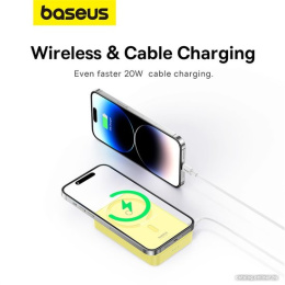 Портативное зарядное устройство Baseus P10064101Y23-00 MagPro Magnetic Bracket Wireless Fast-Charging 5000mAh 20W Lemon Yellow; с кабелем Type-C to Type-C 30cm White