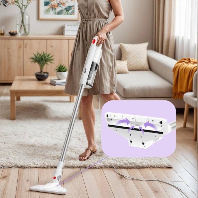 Ручной пылесос handstick KitFort КТ-5339, 600Вт, белый/красный