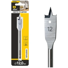 Сверло перьевое (перовое) по дереву 12x150 мм в блистере GRAFF 8812150