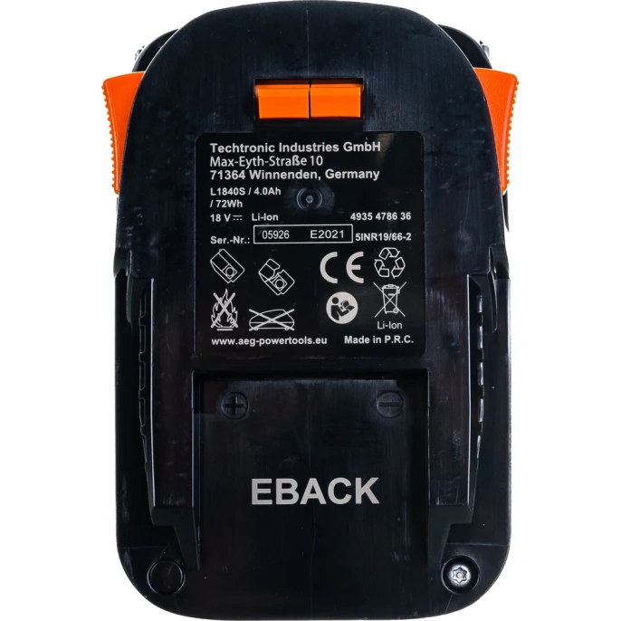 Аккумулятор L1840S 18В, 4Ач, Li-Ion AEG 4935478636