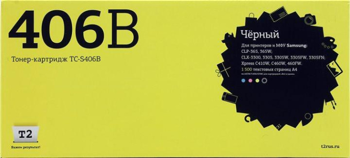T2 CLT-K406S Картридж TC-S406B для Samsung CLP-365/CLX-3300/3305/Xpress C410 1500 стр. черный, с чипом