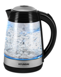 Чайник электрический Hyundai HYK-G3803 1.7л. 2200Вт черный/серебристый корпус: стекло