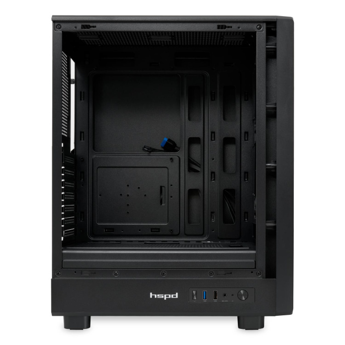 Корпус без блока питания Case HSPD M510, Mesh Mid Tower, Black, TG, 0.5 SPCC, no fans ATX, mATX, mITX 180/280/160mm 1x2.5", 1x3.5", 7xPCI 1xUSB-A 3.0, 1xUSB-A 1.0 517x277x418mm (M510-TGBK)