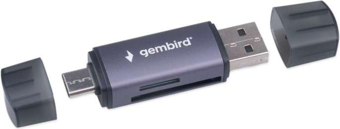 Картридер Type-C/USB OTG Gembird FD2-MSD-6 2в1: SD, TF MicroSD , алюминий