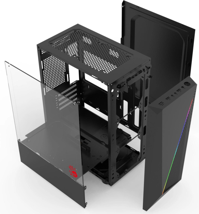 Корпус mATX BLOODY BD-CC102F, Midi-Tower, без БП,  черный [bd-cc102f-bk]