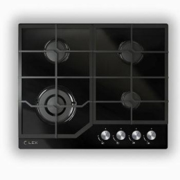 Газовая варочная панель LEX GVG 640-1 BL, 4 конфорки, закаленное стекло, черный
