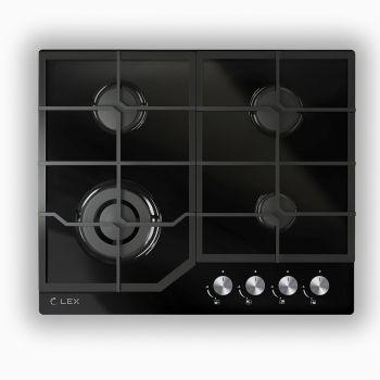 Газовая варочная панель LEX GVG 640-1 BL, 4 конфорки, закаленное стекло, черный
