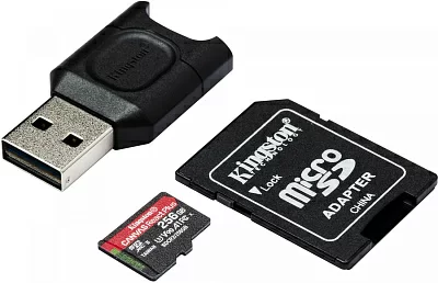 Флеш карта microSDXC 256Gb Class10 Kingston MLPMR2/256GB Canvas React Plus + adapter Card Reader