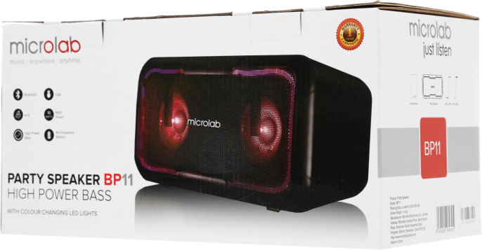 Колонка порт. Microlab BP11 черный/черный 16W 1.0 BT 10м 1800mAh без.бат