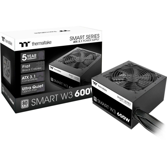 Блок питания Thermaltake ATX 600W Smart W3 Gen.5 80+ white (20+4pin) APFC 120mm fan 4xSATA RTL