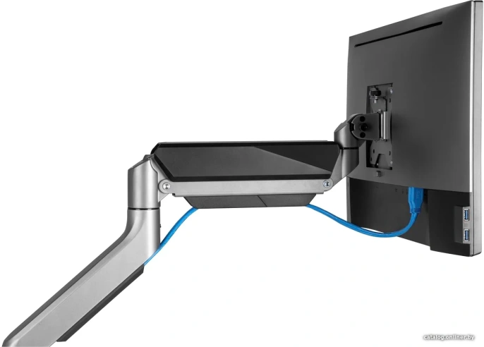 Кронштейн для монитора ErgoSmart Heavy-Duty серебристый, 1 монитор, 17-49", настольный, регулировка высоты/поворота, VESA75/100