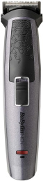 Триммер для волос BaByliss MT727E для бороды и усов/для носа и ушей/для тела, длина стрижки: 0.4-8 мм, питание от аккумулятора, автономная работа: 60 мин, влажная чистка головки, 10 насадок, материал лезвия: карбон/титан