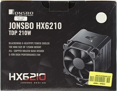 Охладитель JONSBO HX6210 White Cooler (4пин 115X/1200/1700/2011/2066/AM4 20-31.6дБ 800-2300об/мин Al+тепл.труб)
