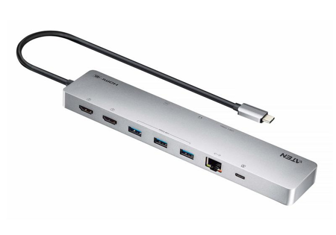 док станция ATEN 8k 4k HDMI Dual Display 11-in-1 USB-C Multiport Dock with USB PD 100W UH3240-AT