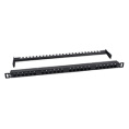 Cabeus PLHD-24-Cat.5e-Dual-180-0,5U Патч-панель высокой плотности 19" (0,5U), 24 порта RJ-45, категория 5e, Dual IDC,180 градусов, с задним кабельным организатором