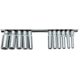 Набор головок 1/4", длинные 12 гранные, дюймовые, на планке,11 шт. FORCE 21110D