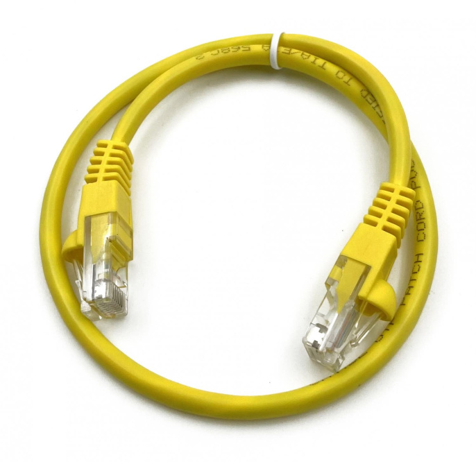 Патч-корд Buro литой (molded), UTP, кат.5E, 0.5м, 4 пары, 26AWG,  алюминий омедненный,  многожильный,  желтый