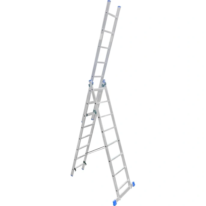 Алюминиевая трехсекционная лестница LadderBel 8 ступеней LS308