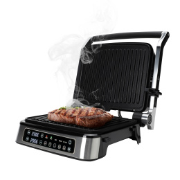 Электрический гриль RAGEX R782-900 с режимом барбекю, 2000 Вт, серебристый