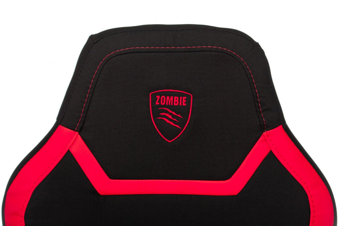Кресло игровое ZOMBIE 10, ткань/экокожа, до 120кг, черный/красный/красный