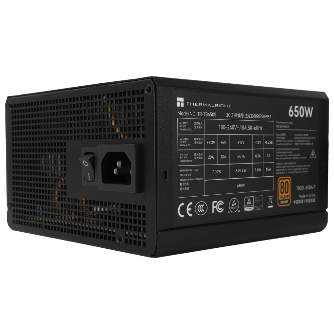 Блок питания 650W/ Power Supply Thermalright, 650W 80+ Bronze ATX, 3.0, Non-modular, 1x24 20+4 pin 550mm, 1xCPU*2 8 4+4 pin 600+150mm, 1xPCIe*2 8 6+2 pin 500+150mm, 1xSATA*3+MOLEX4pin*1 400+150+150+150mm, 1xSATA*2+MOLEX4pin*2 400+150+150+150mm, Active, 1 