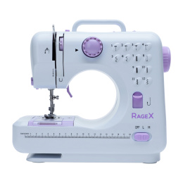 Швейная мини-машинка RAGEX R1101-100, 12 типов стежков, 2 скорости + педаль, белая