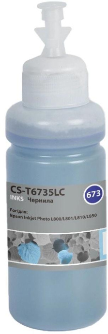 Чернила Cactus CS-T6735LC 673, для Epson, 70мл, светло-голубой