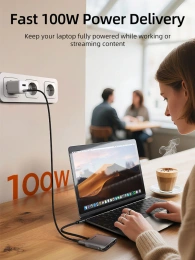 USB-концентратор CABLETIME CB76G (CT-HUBM1-AG) 4-в-1 4K 60 Гц MST USB C к двойному HDMI HUB - Gray