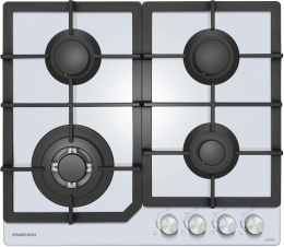 Газовая варочная панель MEFERI Glass comfort MGH604WH,  4 конфорки,  закаленное стекло,  белый