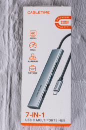 USB концентратор CABLETIME HB02G (CT-HBP2-AG7) ECO 7-в-1, 4K@30Hz, 5Gbps, USB-C HUB - Gray