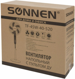 Вентилятор напольный Sonnen TF 45W-40-520 45Вт скоростей:3 ПДУ белый/черный (454788)
