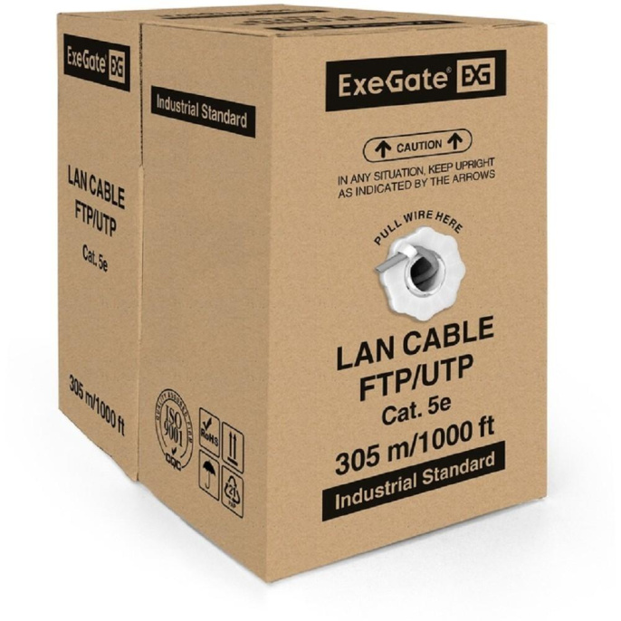 Кабель ExeGate UTP4-C5E-CCA-P24-IN-PVC-GY-305 UTP 4 пары кат.5e CCA, многожильный, бухта 305м, серый, PVC EX205293RUS