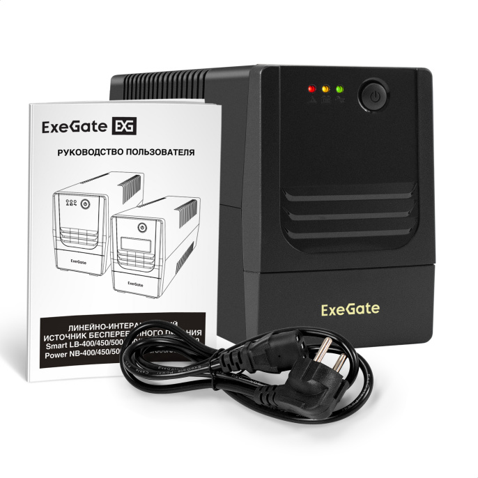 ИБП ExeGate Power NB-650.LED.AVR.4C13 (650VA/390W, LED, AVR, 4*C13, батарея 12V 7.2Ah, Black) EX299482RUS