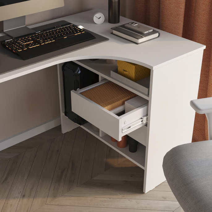 Стол компьютерный Сокол СПм-25 П, ЛДСП, белый