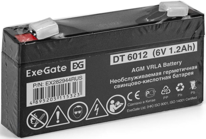 Аккумуляторная батарея ExeGate DT 6012 6V 1.2Ah, клеммы F1 EX282944RUS