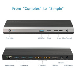 док-станция Docking Station WAVLINK USB-C GEN2 4K Universal /100W PowerDelivery Include 20V/6.5A Power Adapter/ 4xUSB3.0/1xUSB C/2xDP 4K 60HZ/1xHDMI 4K 60HZ/1xGigabit LAN/1xAudio In/Out/1xSD/Micro SD CardReader