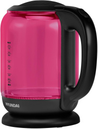 Чайник электрический Hyundai HYK-G4808 1.7л. 2200Вт малиновый/черный корпус: стекло