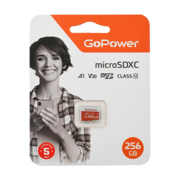 Карта памяти microSD GoPower 256GB Class10 UHS-I U3 100 МБ/сек V30 без адаптера Карта памяти microSD GoPower 256GB Class10 UHS-I U3 100 МБ/сек V30 без адаптера 00-00025684